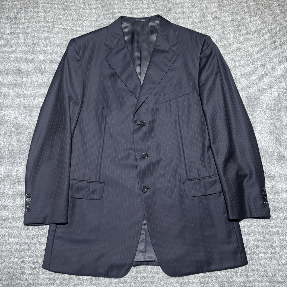 Ermenegildo Zegna Su Misura‎ Trofeo Blazer Italy 54R Black Striped 3 Button